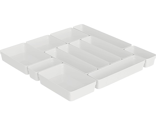 Flerdelat lådorganiseringssystem av plast