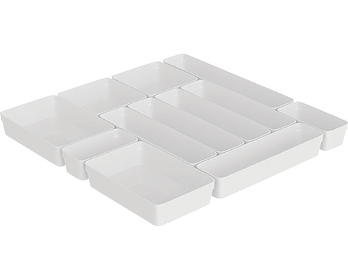 Flerdelad lådorganiseringssats av plast