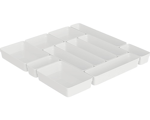 Flerdelat, flexibelt lådorganiseringssystem av plast