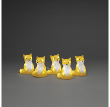 Fem upplysta rävskulpturer som dekoration