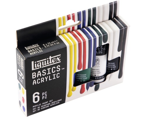 Liquitex Basics akrylfärgsset med sex tuber