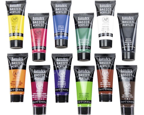 Flera tuber Liquitex Basics akrylfärg
