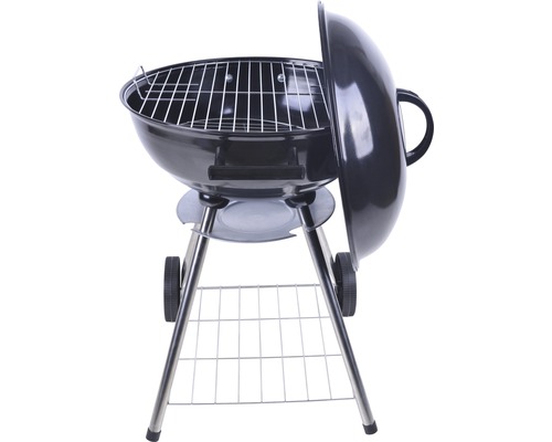Kolgrill med grillgaller, lock, hylla och hjul