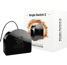 Fibaro Single Switch 2 trådlös strömbrytare med produktförpackning