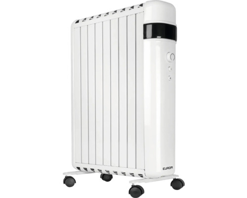 Vit elradiator med hjul