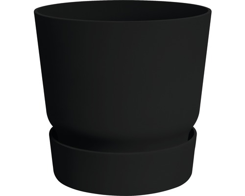 Blomkruka ELHO Greenville plast Ø30x27,8cm svart inkl. krukfat