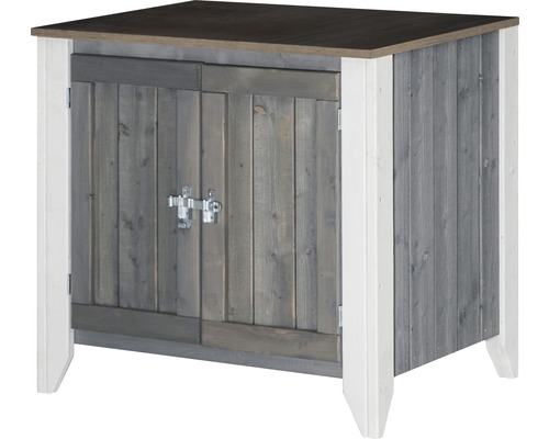 Trädgårdsskåp i trä med två dörrar och stängning