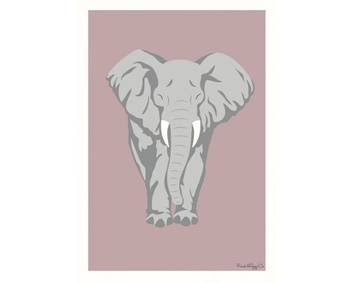 Illustration av en grå elefant på affisch