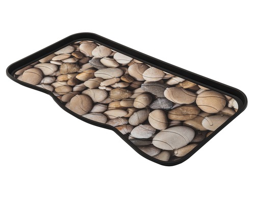 Dörrmatta med stenmönster och svart kant