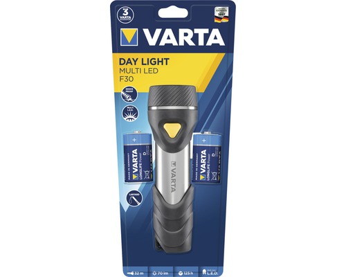 Varta Day Light Multi LED F30 ficklampa med batterier i förpackning