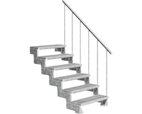 Utomhustrappa PERTURA Tallis metall med trappräcke 6 steg gallerdurk 100cm