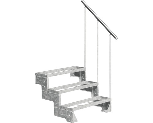 Utomhustrappa PERTURA Tallis metall med trappräcke 3 steg iläggssteg 100cm Utomhustrappa i metall med tre steg och räcke