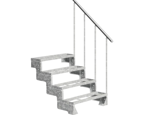 Utomhustrappa PERTURA Tallis metall med trappräcke 4 steg iläggssteg 100cm