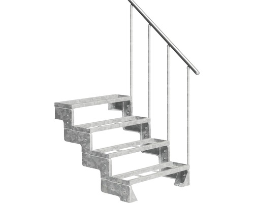 Utomhustrappa PERTURA Tallis metall med trappräcke 4 steg iläggssteg 100cm Utomhustrappa med fyra steg och metallräcke