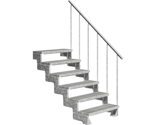 Utomhustrappa PERTURA Tallis metall med trappräcke 6 steg gallerdurk 80cm