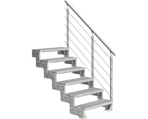 Utomhustrappa PERTURA Tallis metall med Prova-trappräcke 6 steg gallerdurk 80cm