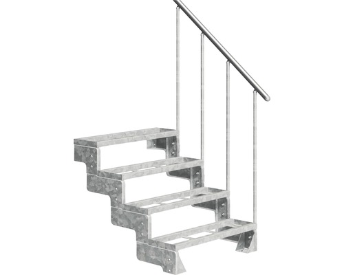 Utomhustrappa PERTURA Tallis metall med trappräcke 4 steg iläggssteg 80cm