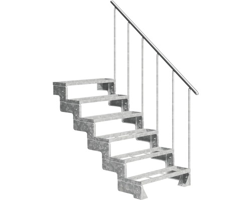 Utomhustrappa PERTURA Tallis metall med trappräcke 6 steg iläggssteg 80cm