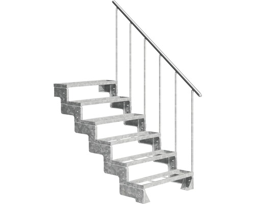 Utomhustrappa PERTURA Tallis metall med trappräcke 6 steg iläggssteg 80cm Utomhustrappa i metall med räcke