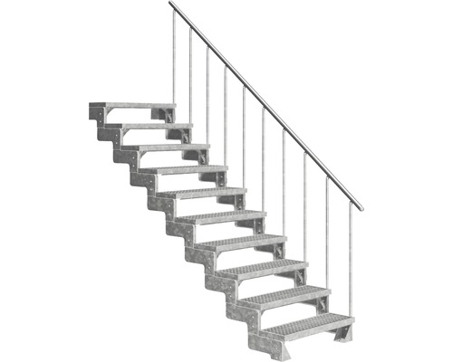 Utomhustrappa PERTURA Tallis metall med trappräcke 10 steg gallerdurk 100cm