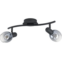 Taklampa med två spotlights och glaskulor