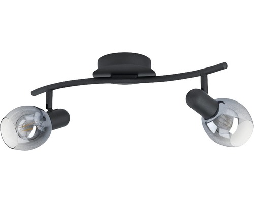 Taklampa med två spotlights och glaskulor