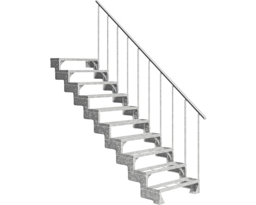 Utomhustrappa PERTURA Tallis metall med trappräcke 10 steg iläggssteg 100cm