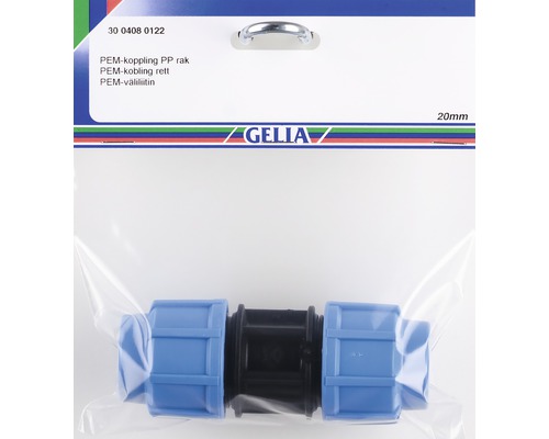 Gelia PEM-koppling av PP, rak, 20 mm