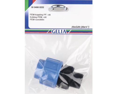 Koppling rak PEM 20XR20 plast utv. gänga PEM-koppling PP, rak, 20xG20