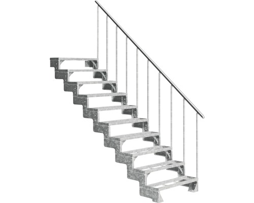 Utomhustrappa PERTURA Tallis metall med trappräcke 10 steg iläggssteg 80cm