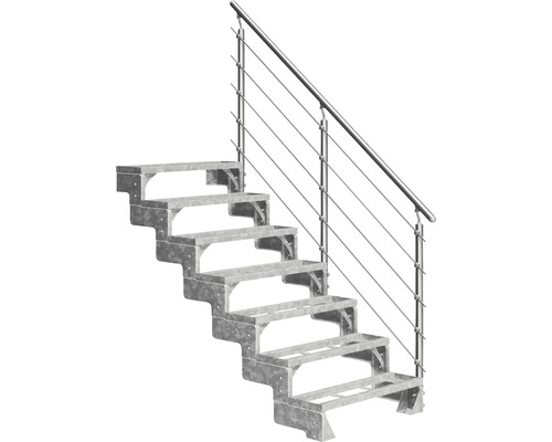 Utomhustrappa PERTURA Tallis metall med Prova-trappräcke 7 steg iläggssteg 80cm