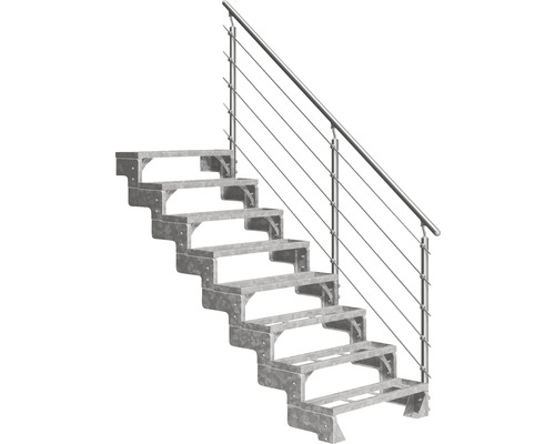 Utomhustrappa PERTURA Tallis metall med Prova-trappräcke 8 steg iläggssteg 80cm