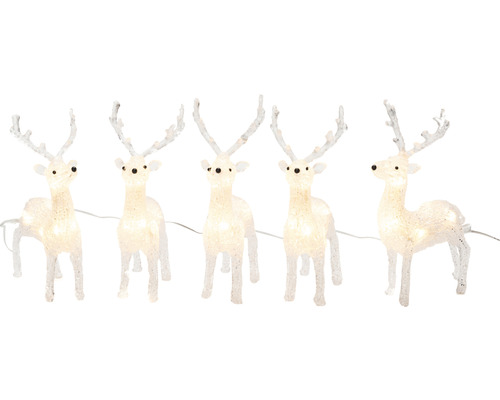 Ljusslinga med fem vita renar för dekoration