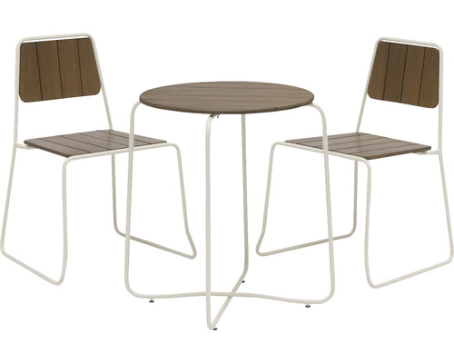 Uteplatsgrupp med två stolar och ett runt bord