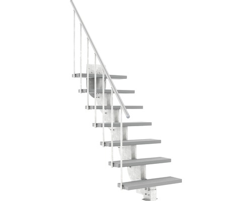 Utomhustrappa PERTURA Petros grå med trappräcke 7 steg Trimax 80cm