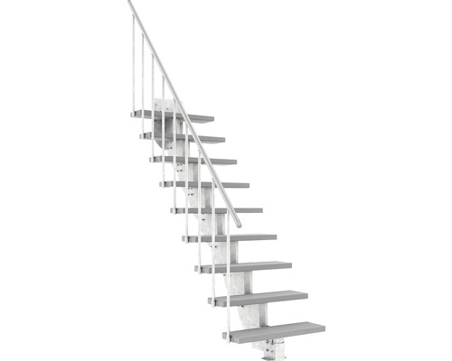 Utomhustrappa PERTURA Petros grå med trappräcke 9 steg Trimax 80cm