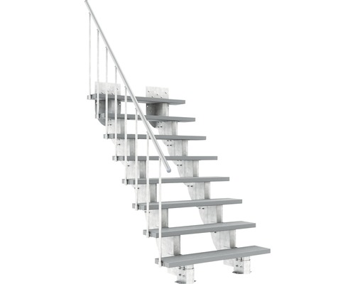 Utomhustrappa PERTURA Petros grå med trappräcke 8 steg Trimax 120cm