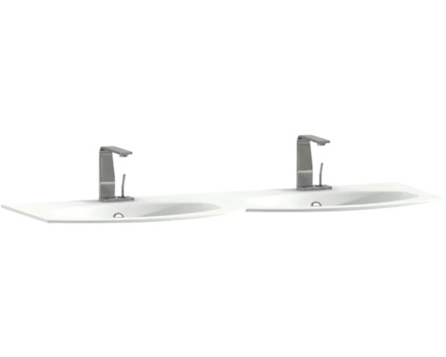 Dubbel handfat med två kranar för badrummet.