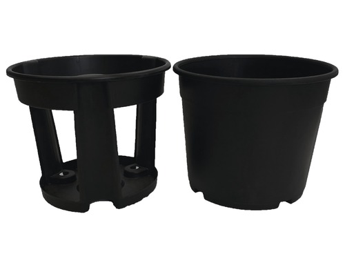 Svart blomkruka med insats för trädgården