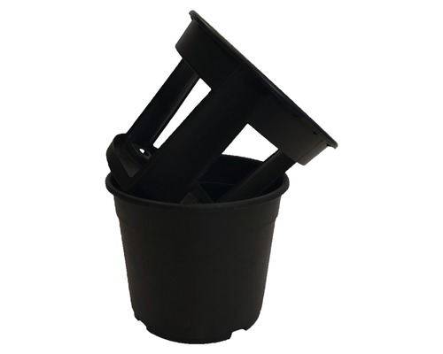 Svart blomkruka med bevattningsinsats