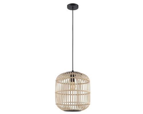 Taklampa med lampskärm i ljust trä