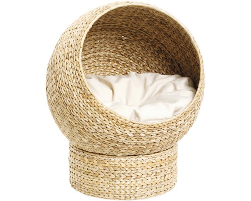 Kattbädd i korg med kudde