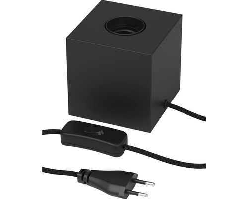 Kubisk bordslampa med sladd, strömbrytare och kontakt