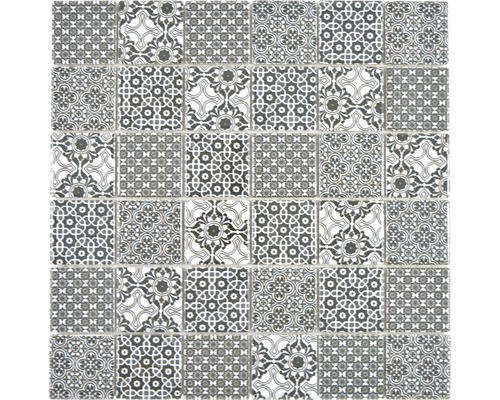 Mosaik CD CL48S classico kvadrat 29,7x29,7 cm svart Kakel med geometriska och blommiga mönster