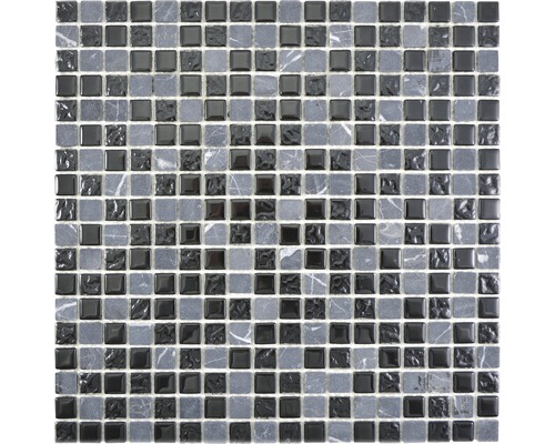 Mosaik glas natursten CM M465 grå svart 30 x 30 cm