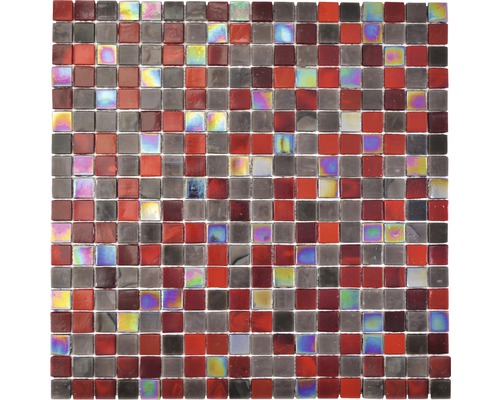 Mosaik glas GM MRY 200 brun röd 29,5 x 29,5 cm Kakelmosaik av glas i rött och grått