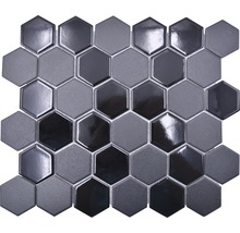 Mosaik keramik Hexagon HX 09059 svart blank 32,5x28,1 cm-thumb-0