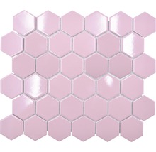 Mosaik keramik Hexagon HX520 rosa cerise blank 32,5x28,1 cm-thumb-0