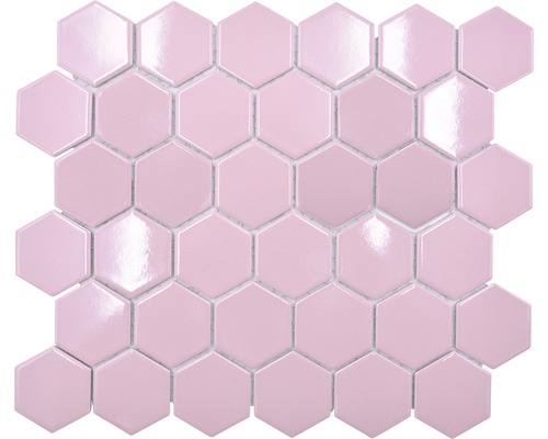 Mosaik keramik Hexagon HX520 rosa cerise blank 32,5x28,1 cm