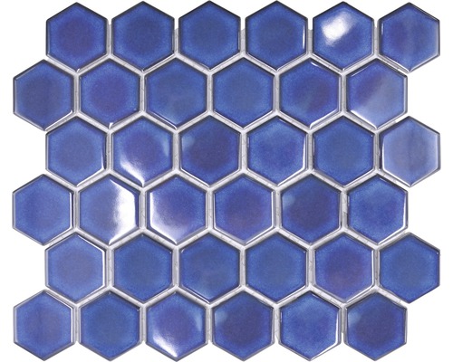 Mosaik keramik Hexagon HX 560 blå blank 32,5x28,1 cm